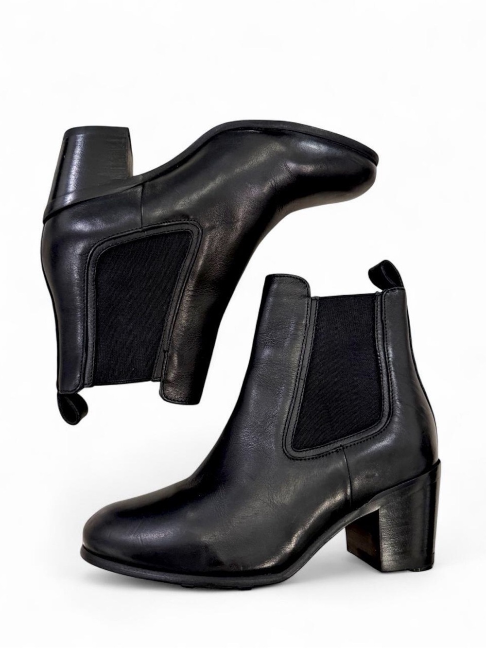 Thursday Boot Co Knockout Black Leather Heeled Chelsea Boots Size 5.5 NWOB